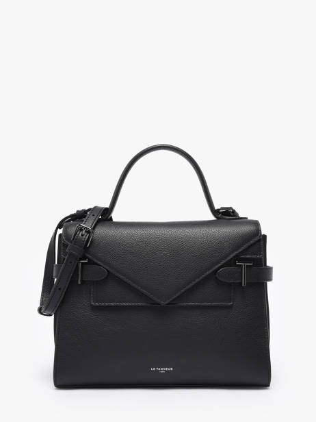 Cross Body Tas M Emilie Grainé Leder Le tanneur Zwart emily TEMI1014